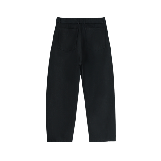 BELTED BLACK TROUSERS