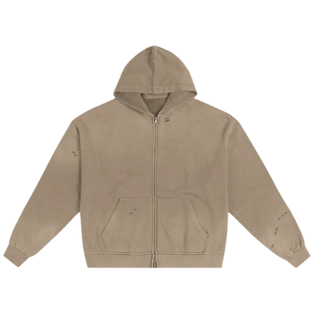HAND FRAYED WORKWEAR ZIP HOODIE
