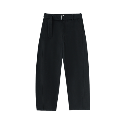 BELTED BLACK TROUSERS