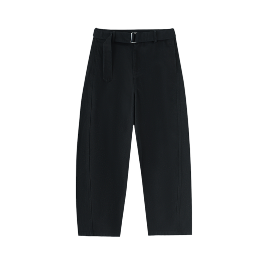 BELTED BLACK TROUSERS